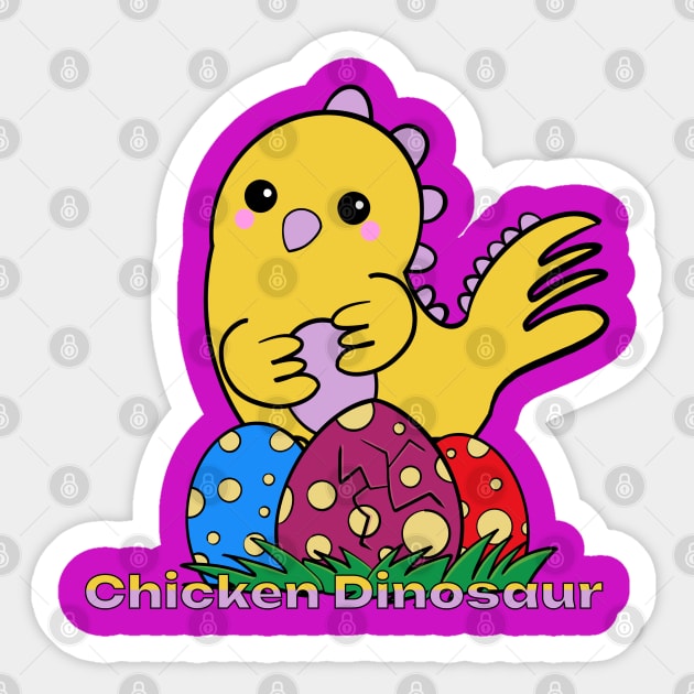 Chicken Dinosaur and Eggs Sticker by DaysMoon